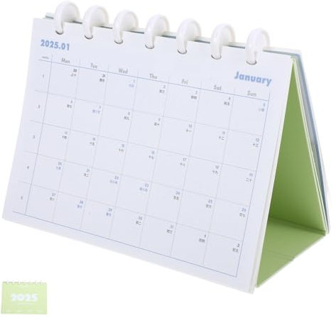 Lurrose Tragbarer Schreibtischkalender 2025 Akademischer Planer Kalender für Den Schreibtisch Stehkalender Bindung