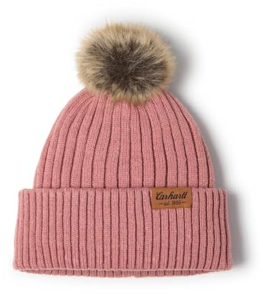 Carhartt Women's Knit Faux Fur Pom-Pom Beanie, Rose Tint NEP, One Size