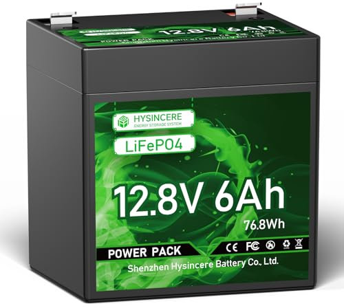 HYSINCERE 12V 6Ah LiFePO4 Batterie, 10A BMS, 4000+Zyklen Deep Cycle Lithium Akku, MAX 128W Leistung, Perfekter Ersatz für Blei-Säure Batterien Beleuchtungsversorgung, Solaranlage, Fischfinder
