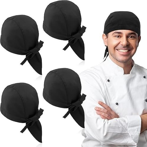 ZMDMAH 4 gorros de cocinero para hombre y mujer, gorro de cocinero ajustable, gorro de cocina unisex, gorro pirata de algodón, gorro de cocinero, disfraz de cocinero para restaurantes, panaderos,