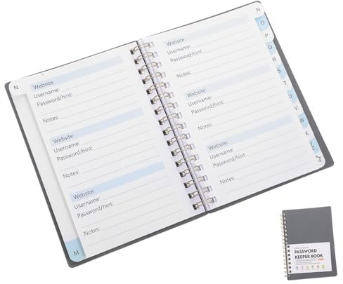 Operitacx Kleines Notizbuch Zur Aufzeichnung Von Passwörtern Spiralbuch Für Website-adressen Multifunktionaler Passwort-Organizer Praktisches Adress-notizbuch Tragbarer Notizblock Zur Passwo