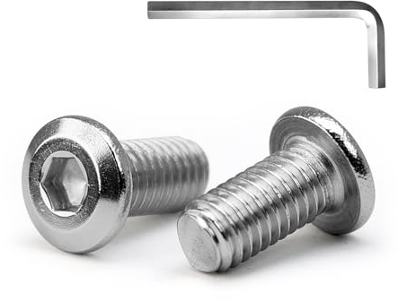 MINHER M5 x 16mm 10Pcs Tête Plate Vis D’assemblage à Six Pans Creux, Acier Inoxydable A2 V2A, Boulons de Meubles, Filetage Complet (Avec Clé Hexagonale)