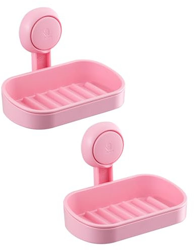TAILI Soap Dish for Shower 2 Pack, Max Hold 3 KG Suction Soap Holder for Bathroom, Bathtub, Wall Mounted, Waterproof, Drill-Free, Removable Shower Organizer, Sponge Sink Holder, Plastic In Pink