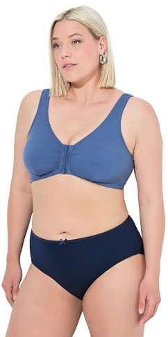Ulla Popken Women's Bustier, Still-BH, Vorderverschluss, Cup C/D-E/F Bra, helles segelblau, 125D