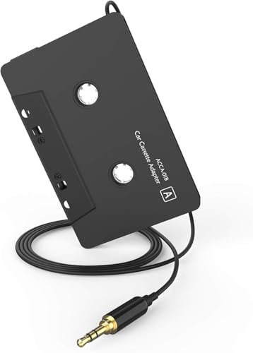 Kitgody Cassette Adapter, Car Audio Aux Cassette Adapter, 3.5 MM Auxillary Cable Tape Adapter for Car, Black