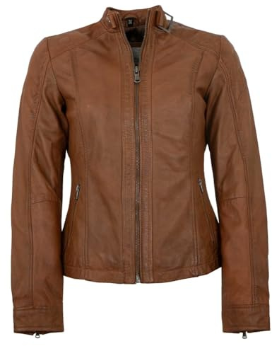 7eleven - Damen Echtleder Lederjacke Lammnappa Cognac