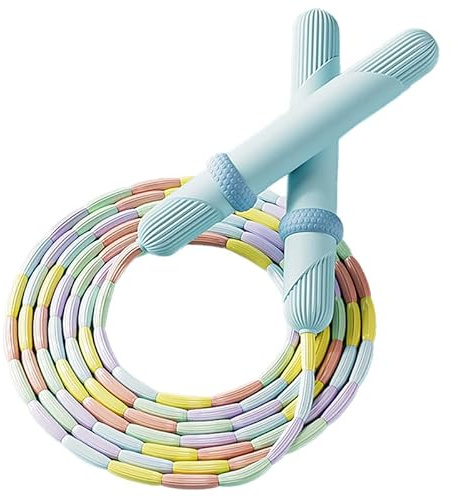 LaresDay Springseil für Kinder [4-10 Jahre] - Verstellbares Sprungseil mit Regenbogen-Design für Mädchen & Jungen | Länge 2,5m | Für Sport, Spiel & Familie (Blau)