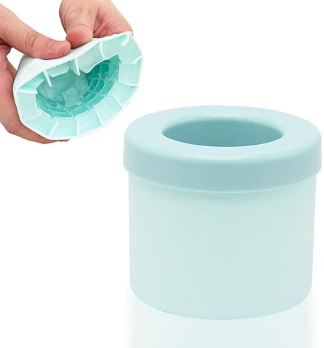 Silicone Ice Cube Moulds, Cylinder Ice Cube Tray with Lid, Press-Type Ice Maker & Storage Cup for Juice, Drink, Coffee, Cocktails, 60 Ice Cubes (Blue)