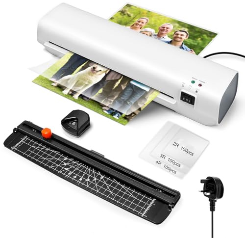 A4 Laminator, Laminating Machine Hot&Cold Options, A4 Laminator Machine with ABS Jam Release Technology, Fast Warm Up, High Speed Laminating, No Bubbles, Max A4 Size-Ideal for Home, Office, and School