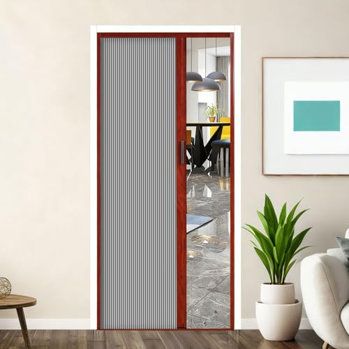 yurstcggh Puertas Corredizas Ocultas Tipo Acordeón,Blackout Honeycomb Puerta Corredera sin perforar con Marco de Metal y Panel De Nido De Abeja Blanco,Lavadero/Ducha 70×190cm Gris