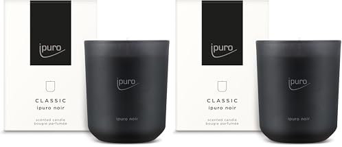 ipuro Classic dekorative Duftkerze - NOIR | Duftkerze im Glas mit Rose, Patschuli, Sandelholz, Eukalyptus & Kokosnuss Aroma | Kerzen mit langanhaltendem Duft | Raumduftkerze in schwarz 270g