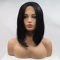 Xiweiya Seidige, glatte, kurze Bob-Perücke für schwarze Frauen, schwarze Farbe, kurzer Haarschnitt, 33 x 7,6 cm, Lace-Front-Perücke, Mittelscheitel, hitzebeständige Faser, 35,6 cm