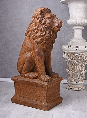 Unbekannt Löwe auf Sockel Löwenfigur XXL Torwächter Löwenskulptur Gartenfigur Palazzo Exklusiv