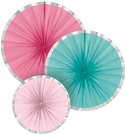 Amscan 9903339 - 3 Dekofächer Flamingo Paradise Papier 16 cm / 28 cm / 35 cm