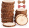 Fuyit Holzscheiben 30 Stücke Holz Log Scheiben 7-8cm mit Loch Unvollendete Holzkreise für DIY Handwerk Holz-Scheiben Hochzeit Mittelstücke Weihnachten Dekoration Baumscheibe(30st 2.8-3.1)