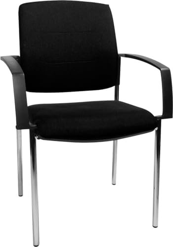 SCHÄFER SHOP Besucherstuhl mit Armlehnen, Konferenzstuhl, Rückenlehne gepolstert, 110 kg belastbar, Bürostuhl Schreibtischstuhl, geeignet für Besprechungsräume,Wartezimmer, Empfangsbereiche, schwarz