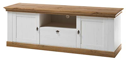 Newfurn TV Lowboard Landhaus TV-Schrank Fernsehtisch Rack Board II 183x64x 52 cm (BxHxT) II [Malte.Ten] in Pinie Weiß/Pinie Weiß Wohnzimmer Schlafzimmer