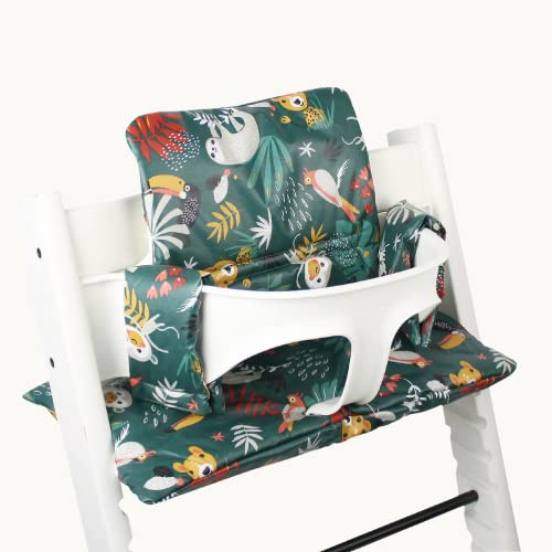 Ukje | Sitzkissen für Stokke Tripp Trapp Hochstuhl | Abwaschbar | Viele Farben & Muster | Tripp Trapp Kissen Polster Sitzauflage | Extra dick gefüttert | Sitzverkleinerer Tripp Trapp | Grüner AFFE