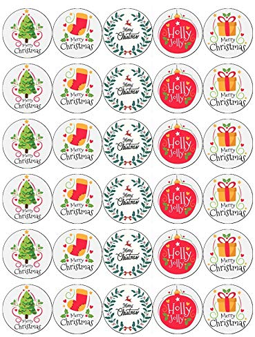 Cupcake-Topper Weihnachten, essbares Oblatenpapier, Feenmotiv, 30 Stück Weihnachten