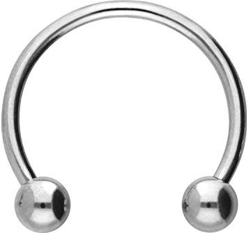 PIERCINGLINE Chirurgenstahl Hufeisenring 2 Kugeln Piercing Lippe Ohr Tragus Helix Silberfarben 3 x 1,2 x 12 mm