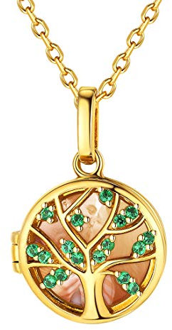 Pendentif Arbre de Vie Plaqué Or-Collier en Or Argent 925 Photo Gravé et Prénom Personnalisé pour Femme avec Chaîne Collier Or Réglable Maille Fine 16+2 Pouces(40+5cm) Cadeau Souvenir Maman Épouse