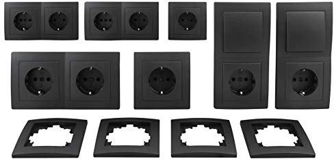 MC POWER - FLAIR - Wand Steckdosen und Schalter Set | Niveau | 23-teilig | anthrazit, matt