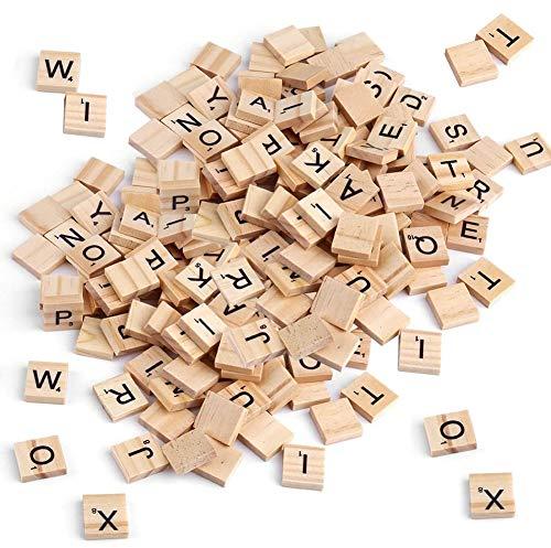 SUNSK Scrabble Buchstaben Holz Alphabet Buchstabe Fliesen mit ABC Buchstaben & Zahlen DIY Handwerk Dekoration für Handwerk Buchstabieren Scrapbooking 200 Stück