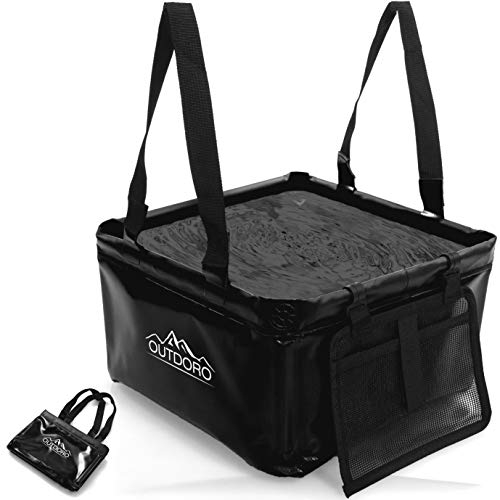 Outdoro Grand bol pliable - 16 litres - Avec sac supplémentaire - Tissu de bâche durable - Bassine pliable pour le camping et l'extérieur