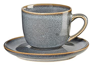 ASA Saisons Espressotasse mit Untertasse aus Steinzeug in der Farbe Blau-Denim 0,09L, Maße: 8,5cm x 6,7cm x 5,5cm, 27110118