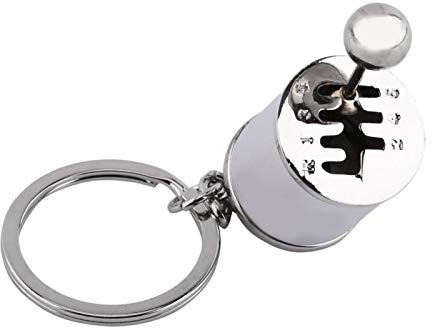 cersalt Kreatives Autoteil Modell Metall Schlüsselbund Schlüsselbund Gadgets, Mini Schlüsselbund Spielzeug Schlüsselbund Poliertes Metall Sechsgang Schaltgetriebe(12-Silver)