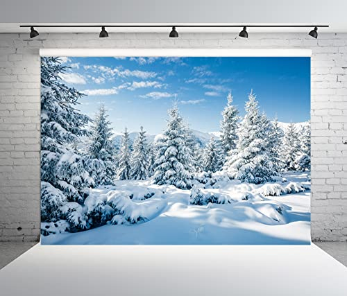 BELECO 3x2m Stoff Winter Schnee Wald Hintergrund weiß Weihnachtsbäume Winter Szene Alpen Fotografie Hintergrund für Weihnachten Neujahr Event Party Dekorationen Banner Foto
