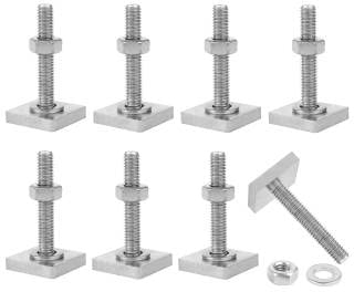 Yuehuabao 8 Pezzi Adattatore per Binario a T Bulloni a Testa Quadrata Kit Viti per Barre a T Bulloni Inox Filettatura M6 Viti Scorrevoli M6 Adattatore con Dadi e Rondelle per Track 20x20x40 mm