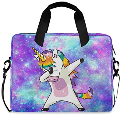 Mnsruu Dab Einhorn Mädchen 14 Zoll Laptoptasche Galaxy Kids 10 Tablet Hülle Sleeve Handtaschen für Secondary School Women 15.6 Computertasche Aktentasche, Dab Unicorn, Large