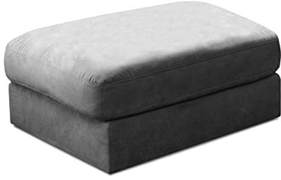 Cavadore Hocker Fiona / Gepolsterter, großer Fußhocker passend zum Big Sessel Fiona / 97 x 48 x 97 / Grau