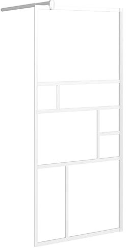 vidaXL Duschwand für Walk-In Dusche Duschabtrennung Duschtrennwand Duschkabine Duschtür Eckeinstieg Trennwand 90x195cm ESG-Glas Weiß