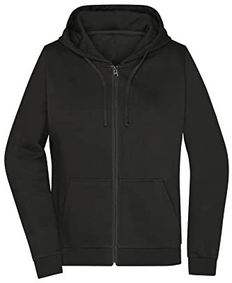 James & Nicholson Damen Basic Kapuzen-Sweatjacke - Leicht taillierte Sweatjacke mit Kapuze | Farbe: Black | Grösse: XL