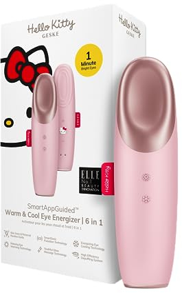 GESKE x Hello Kitty | SmartAppGuided™ Warm & Cool Eye Energizer | 6 in 1 | Augenmassagegerät | Massagegerät gegen Augenringe | Tränensäcke und Schlupflider entfernen | Elektrische Augenmassage