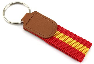 SUDETREKK Llavero original de tela con la bandera Española. Llavero de cuero, polipiel. Resistente y duradero, llavero multiusos.