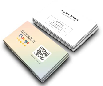 Premium Bewertungskarten personalisiert (85x55mm), Premium Papier, hochwertiger Druck, hohe Qualität, selbst gestalten für Restaurant, Unternehmen, Gastronomie & Pizzeria
