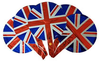 Mini Airfill Union Jack Foil Balloons 9 Foil Balloons Suitable for Air Fill Only - Kings Coronations Street Party Decoration (Pack of 5)