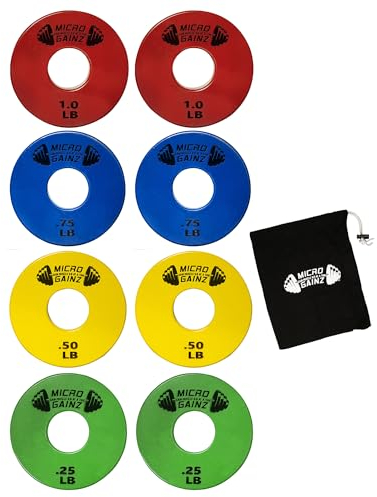 Micro Gainz Standard-Hantelscheiben-Set mit 2,5 cm Mittelloch, mehrfarbig, 11,3 kg - 22,7 kg - 34 kg - 0,5 kg Scheiben (8-teiliges Platten-Set) mit Tasche, entworfen für Standard-Langhanteln und