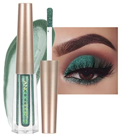 Diamant-Glitzer Flüssiger Lidschatten & Eyeliner-Stift Starry Pailletten Meerjungfrau Lidschatten Langlebig und pigmentiert, wasserfest, funkelndes und schimmerndes Augen-Make-up (16# Green)