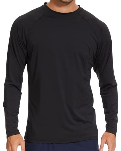 Arcweg Rashguard Men Long Sleeves Diving UV Protection UPF 50+ Elastic Rash Vest Loose Fit Top Swimming Quick Drying Surfing Pool T-Shirt Sports Top Rash Black XXL(UK)