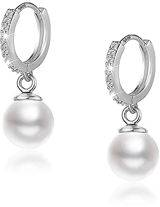 ASH'S CHOICE Orecchini Pendenti Perla 925 Post Orecchini Perla Argento 925 Donna Orecchini Donna Argento con Perle Arrgento