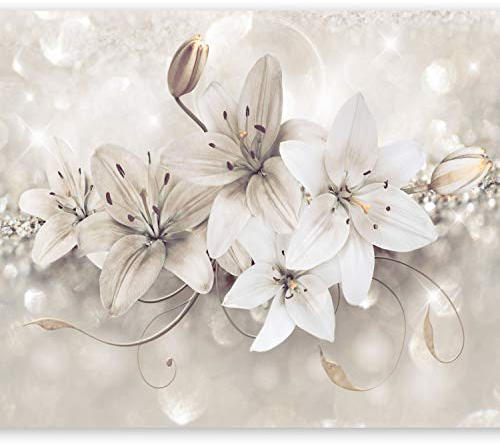 murando Fototapete Premium-Vlies Blumen Lilien 500x350cm Foto Tapete Schlafzimmer Wohnzimmer Moderne Vliestapete XXL Wandtapete Motivtapeten Bildtapete 3d Effekt Wand Dekoration Flur Diamant Ornament