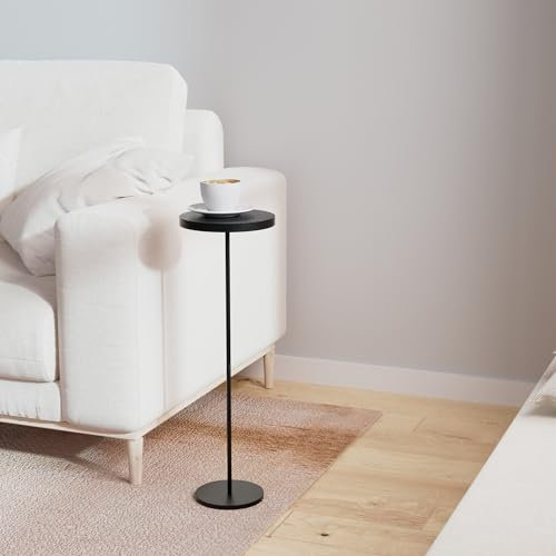 DREAMODERN Kleiner Beistelltisch, Metall, runder Getränketisch, Schreibtisch Ø 20 cm, für Wohnzimmer, Schlafzimmer, kleine Räume, Sofa, Couch, Stuhl, Schwarz