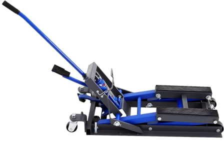 FUNYSF Ponte sollevatore per moto, 680 kg, idraulico, per motociclette e officine, robusto ponte sollevatore idraulico (blu)