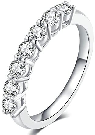 Lieson Verlobungsring Frauen, 18K Weißgold Ring Damen 750 Echtgold Klassisch Rund Moissanit mit 0.1ct Freundschaftsringe Weißgold Große 66 (21.0)