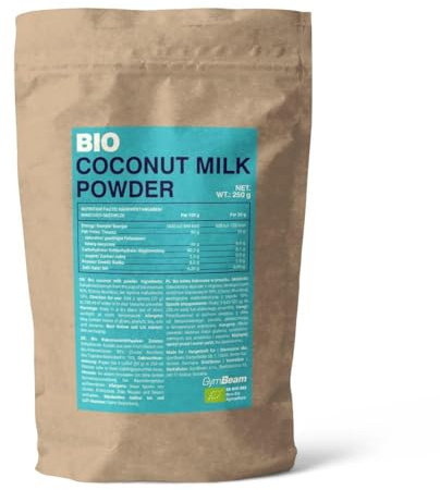 Bio Kokosmilchpulver 250 g – Premium Organic Getrocknete Instant-Kokosmilch, vegan, ohne Zucker, proteinreich, gluten- & laktosefrei – als Kuhmilchersatz für Kaffee, Smoothies & mehr – GymBeam