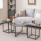 LIFEZEAL 3er Set Couchtisch, Kaffeetisch mit Quadratische Beistelltisch, Wohnzimmertisch aus Metallrahmen, Sofatisch Satztisch Modern Design, für Wohnzimmer Schlafzimmer (grau)